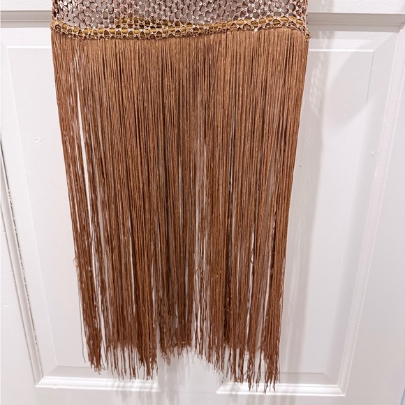 Boston Proper Shimmer Mesh Fringe - Gold Metallic - Glam Party Dress Size XXS - Picture 8 of 10